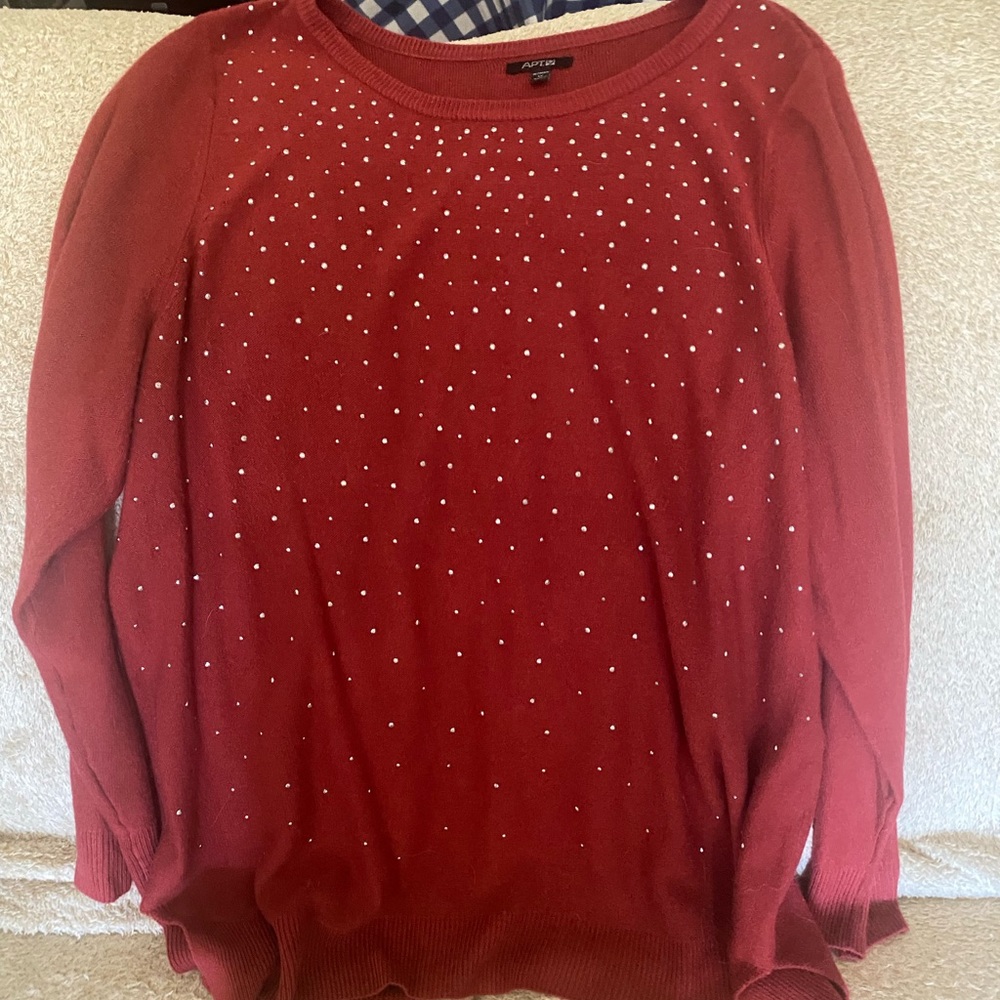 Red Sweater with Studded Design